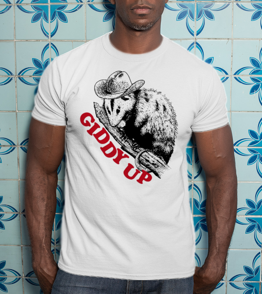 Giddy Up Cowboy Hat Opossum On Branch T-Shirt
