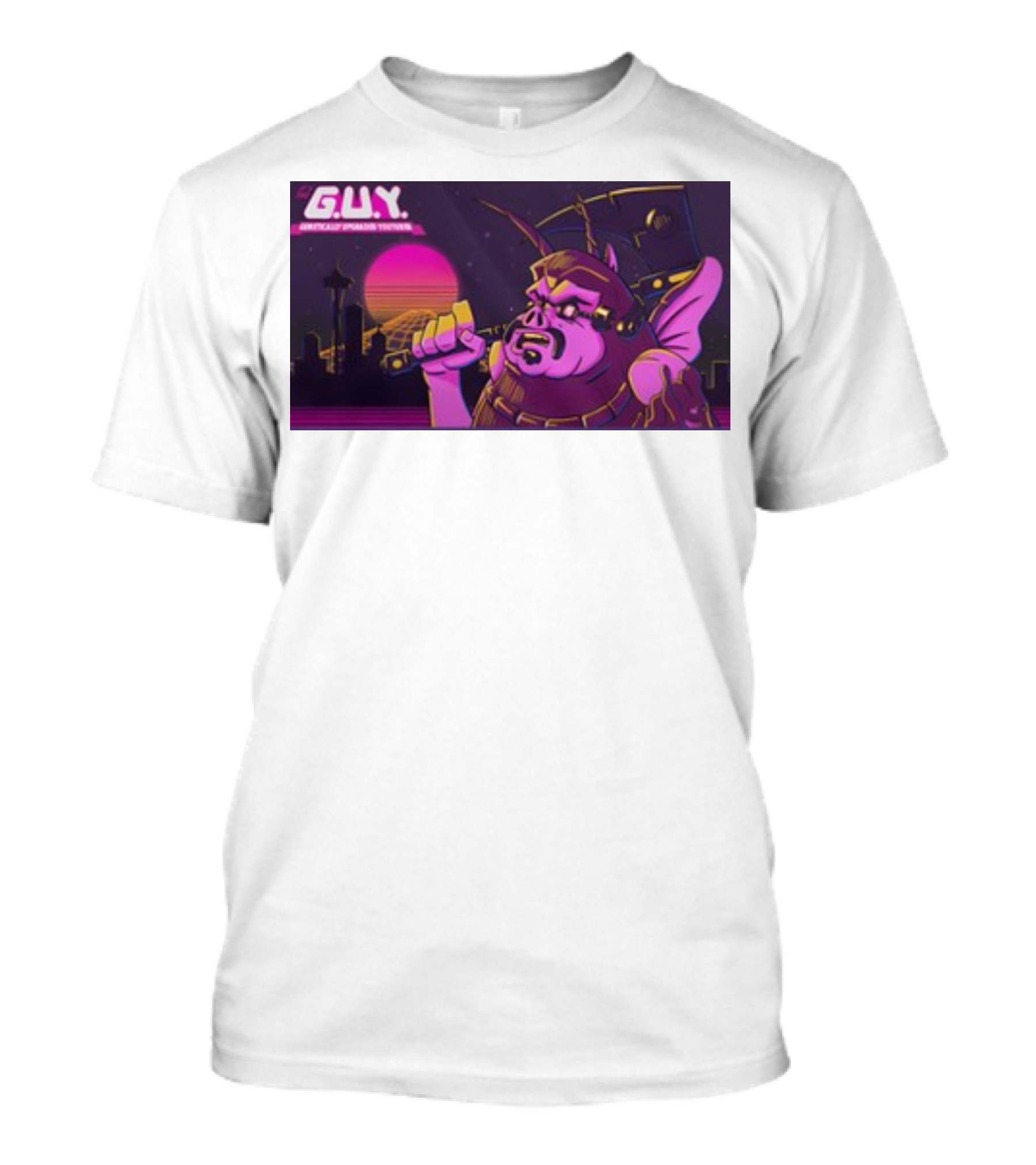 Gundamishere G.U.Y. Generically Upgraded New Retro Sci-Fi Neon T-Shirt