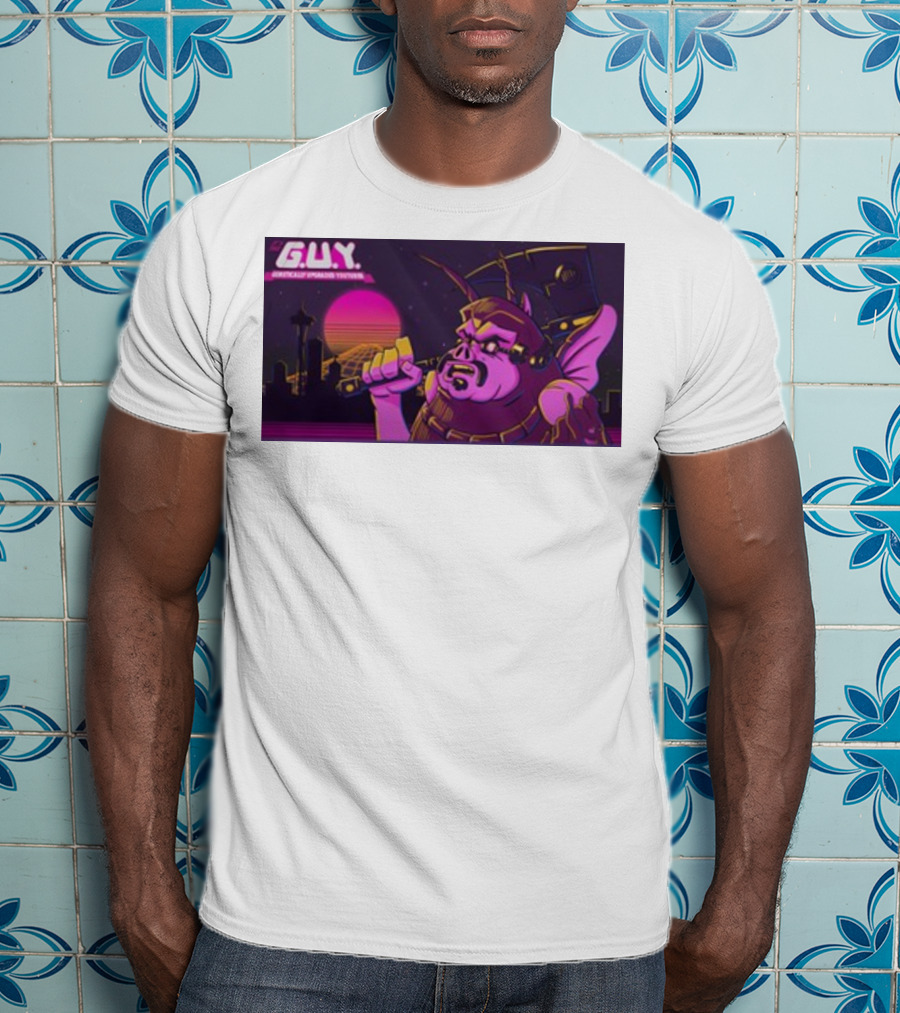 Gundamishere G.U.Y. Generically Upgraded New Retro Sci-Fi Neon T-Shirt