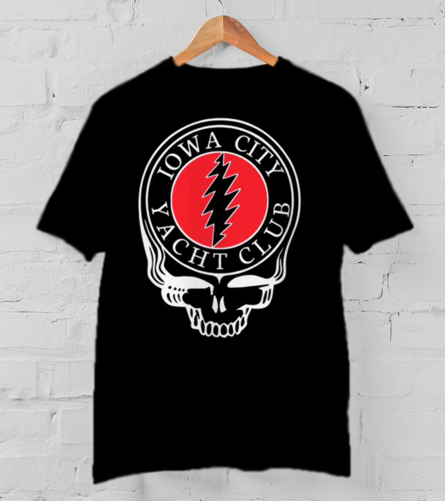 Iowa City Yacht Club Skull Steal Your Face Lightning Bolt T-Shirt