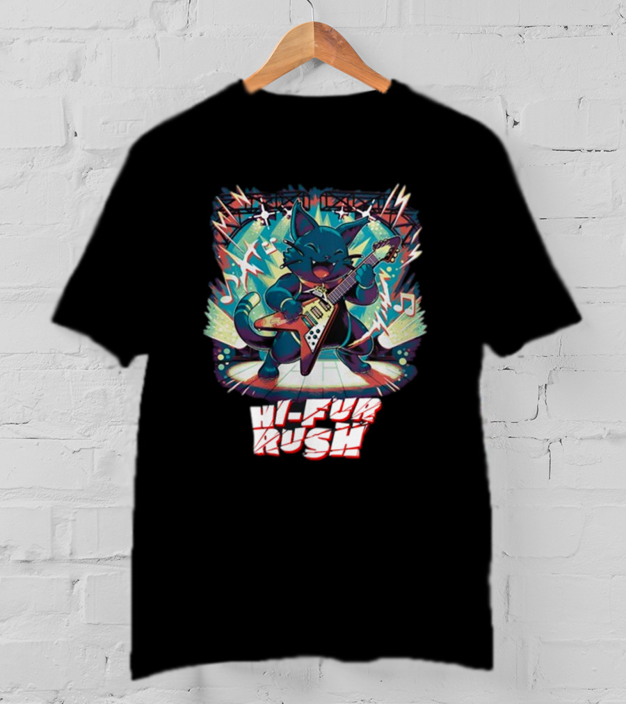 Quakecon Dallas Pets Alive Hi-Fur Rush Cat Rocking Electric Guitar Explosion T-Shirt