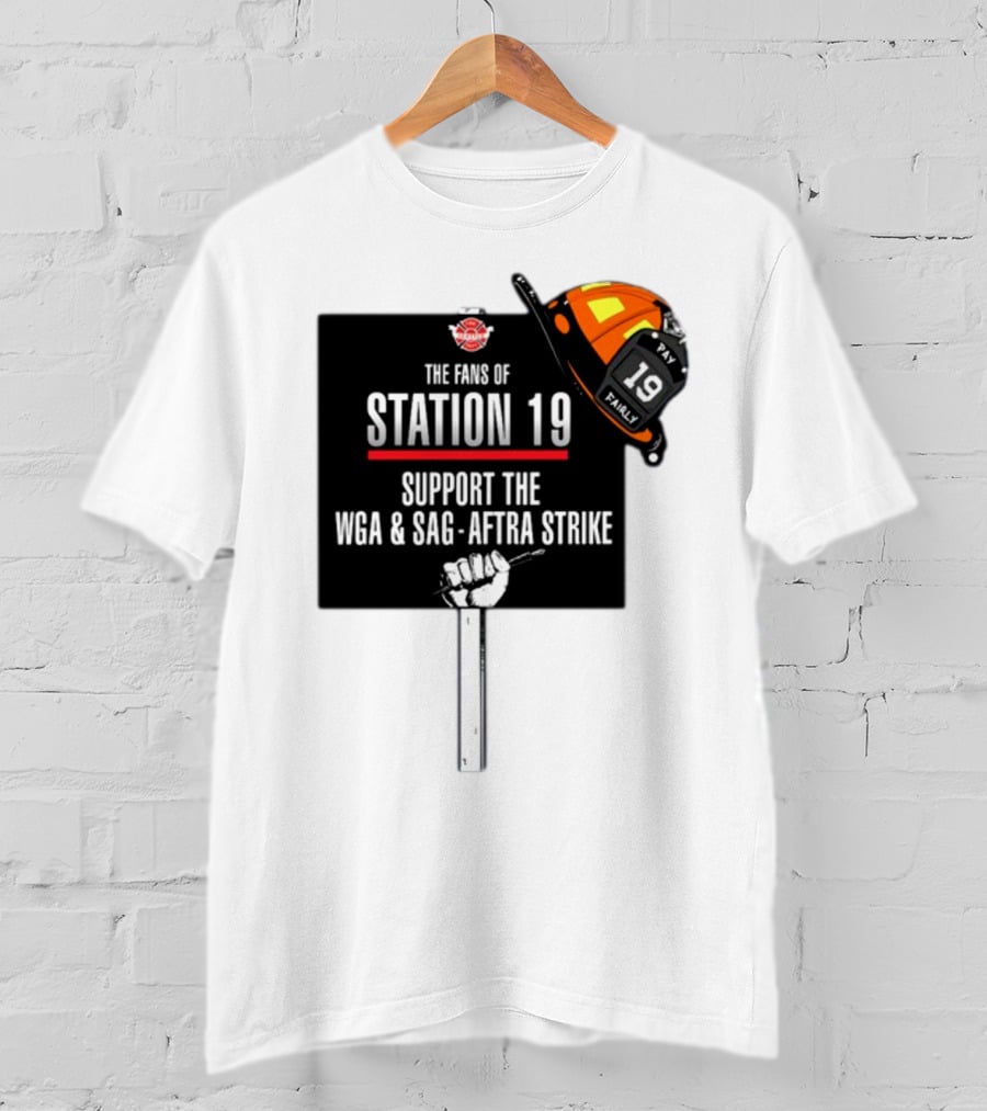 Fans Of Station 19 Support WGA And SAG-AFTRA Strike With Firefighter Helmet T-Shirt