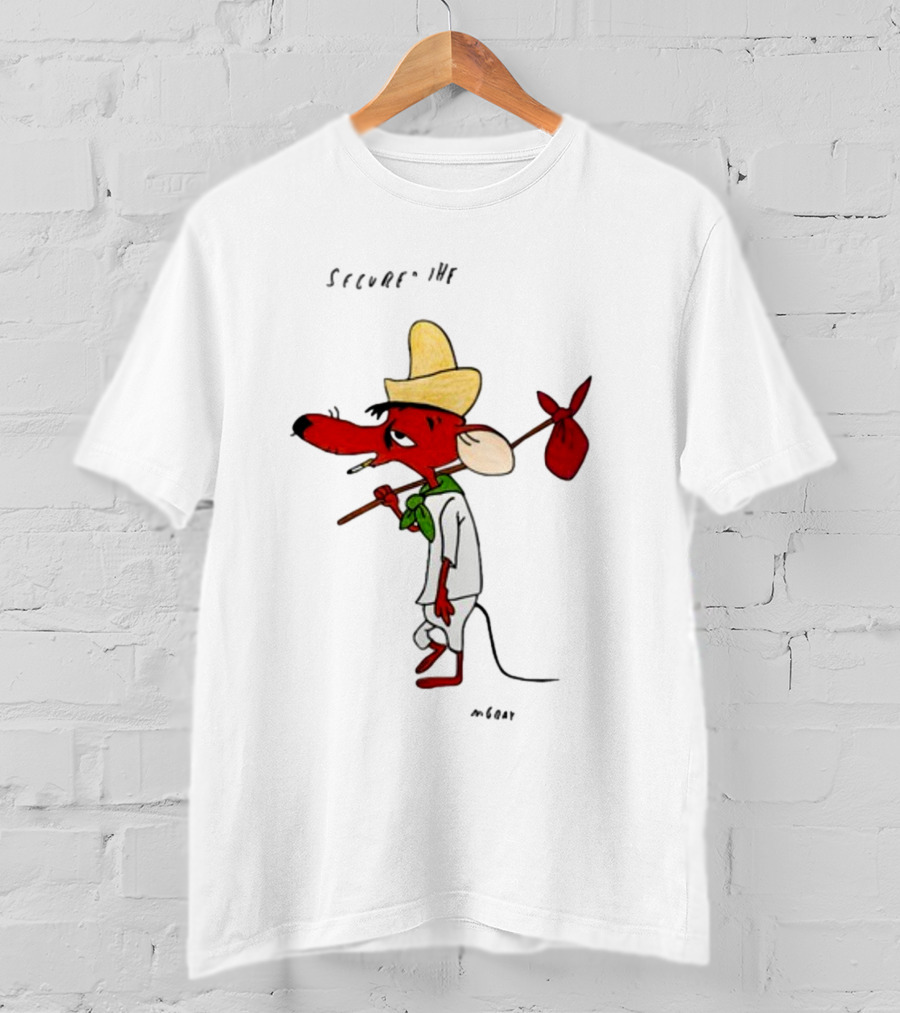 Secured The Bag Mouse Cartoon Character With Sombrero Baguio Street T-Shirt