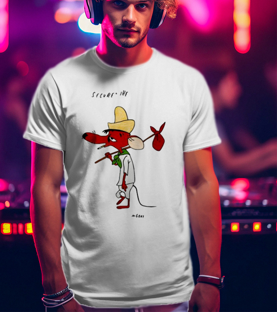 Secured The Bag Mouse Cartoon Character With Sombrero Baguio Street T-Shirt