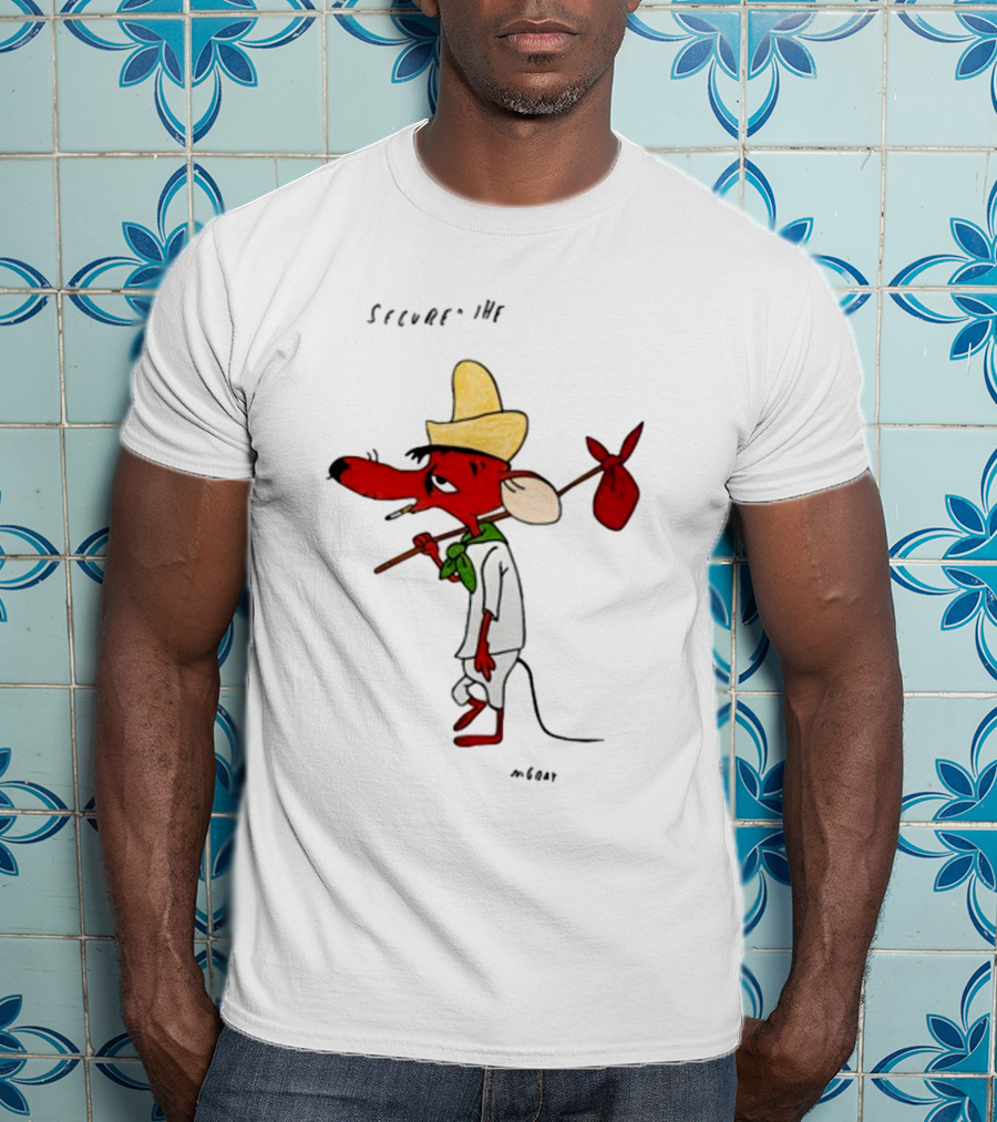 Secured The Bag Mouse Cartoon Character With Sombrero Baguio Street T-Shirt