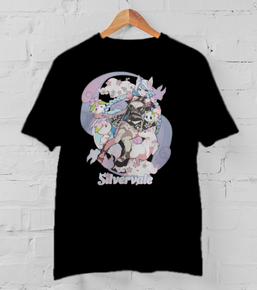 Silvervale Pastel Anime Fantasy Character With Floral Elements T-Shirt