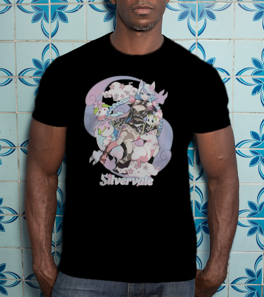 Silvervale Pastel Anime Fantasy Character With Floral Elements T-Shirt