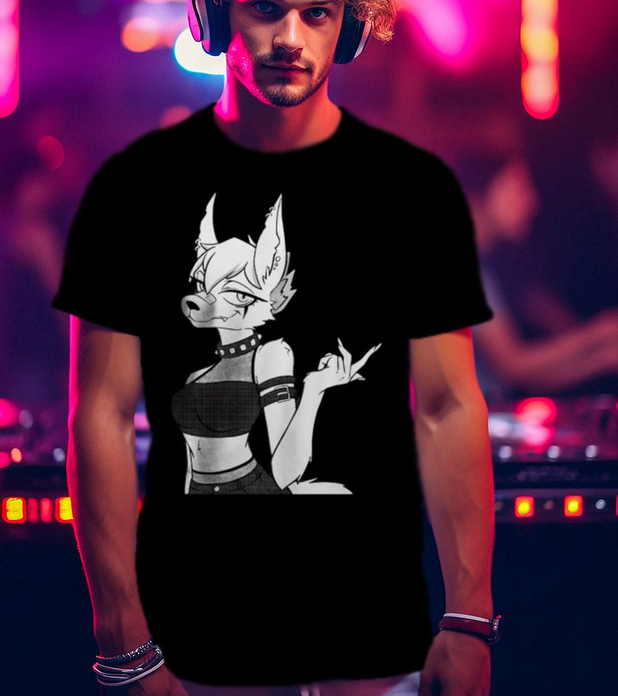 Punk Girl Jackal Attitude Aesthetic T-Shirt