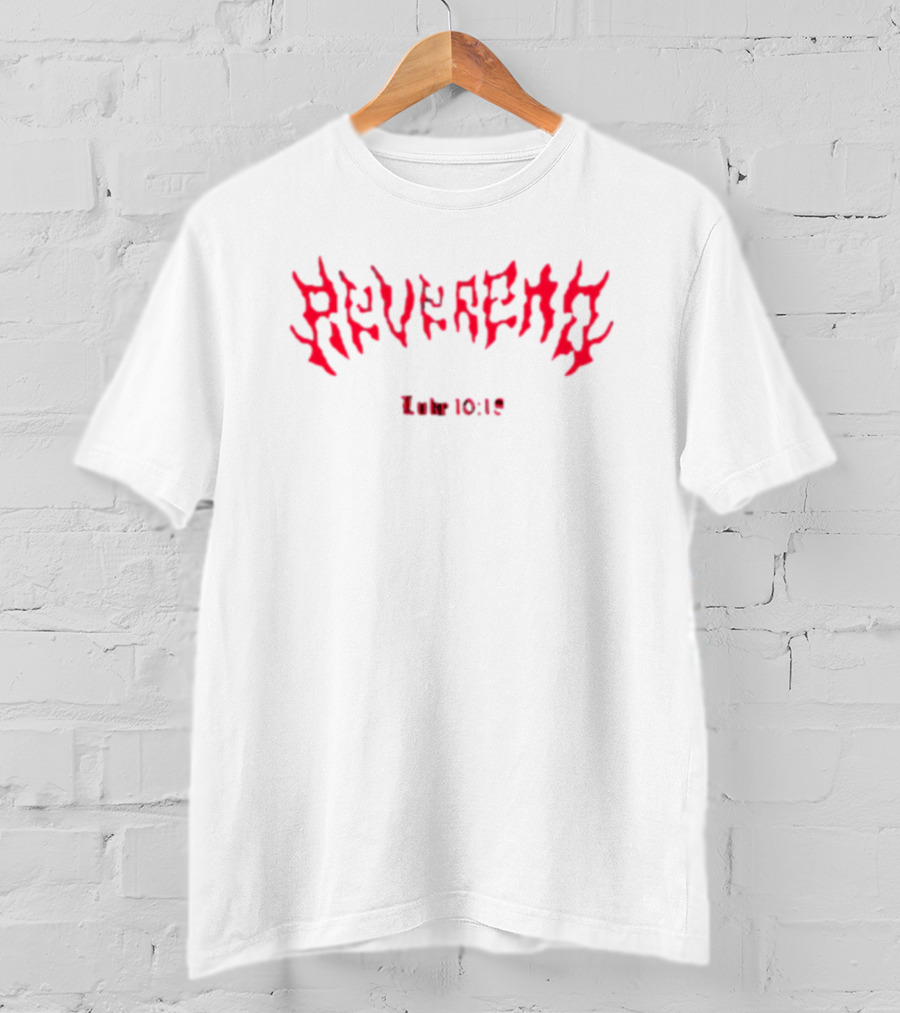 Reverend Luke 10:18 Fiery Text T-Shirt