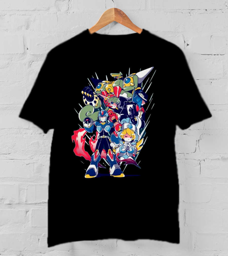 Mega Man X Armor With Maverick Bosses And Allies T-Shirt