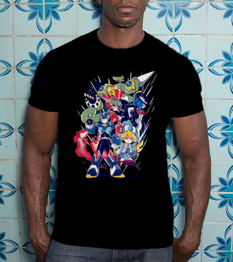 Mega Man X Armor With Maverick Bosses And Allies T-Shirt