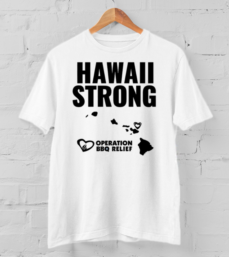 Hawaii Strong Operation BBQ Relief Map And Heart Icons T-Shirt