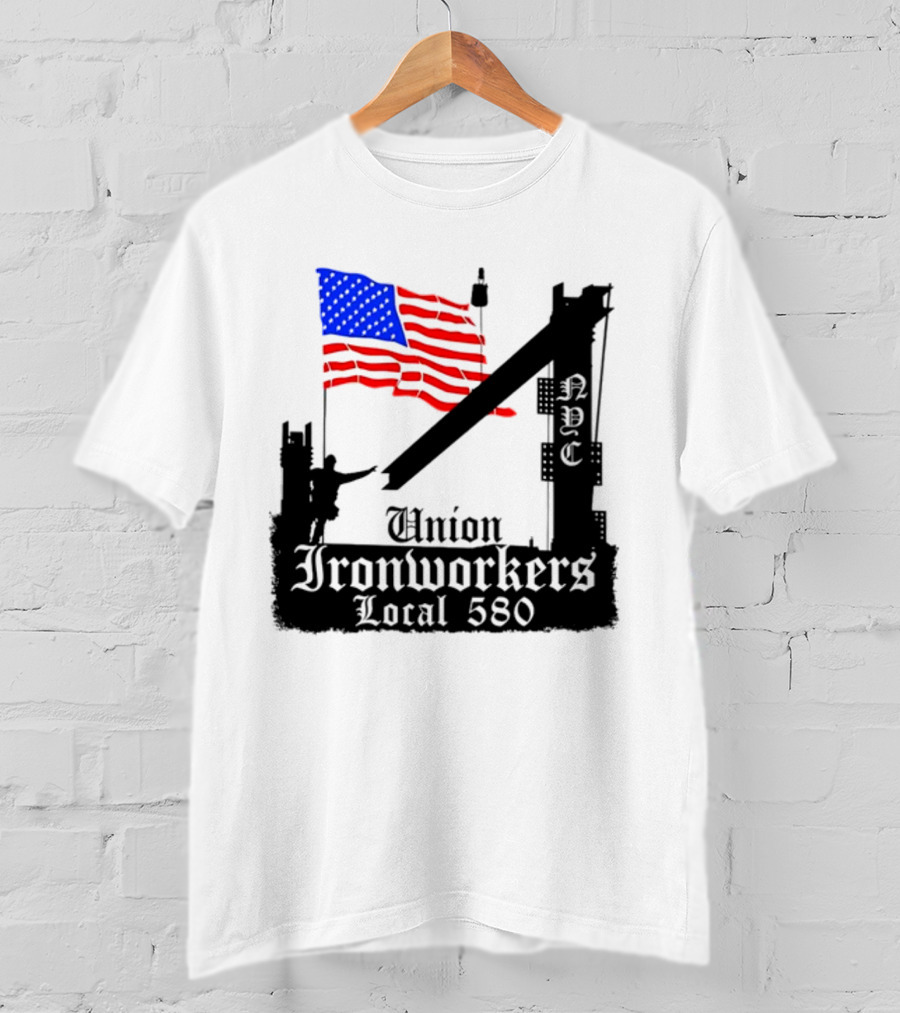 Union Ironworkers Local 580 NYC American Flag T-Shirt