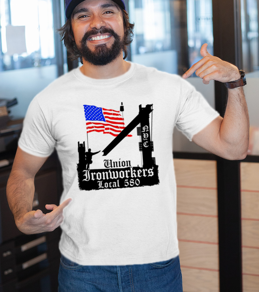 Union Ironworkers Local 580 NYC American Flag T-Shirt
