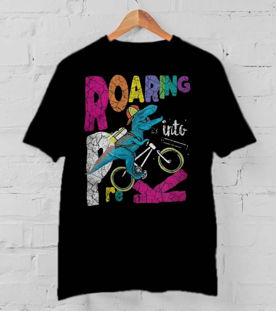 Roaring Into Pre-K Dinosaur Bike Adventure 1st Day Of School Rex T-Shirt
