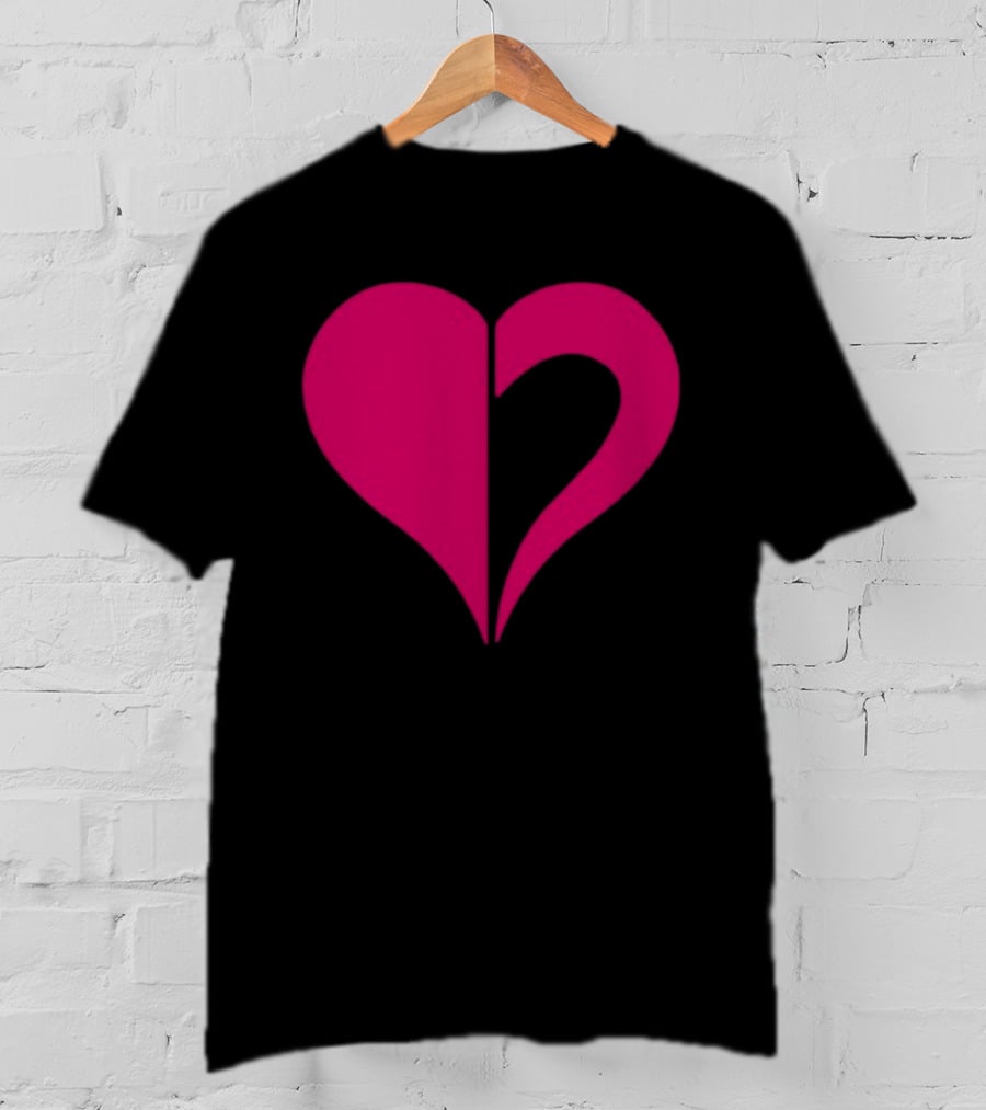 Hero Of Heart Symbol Red Half Heart Shape T-Shirt