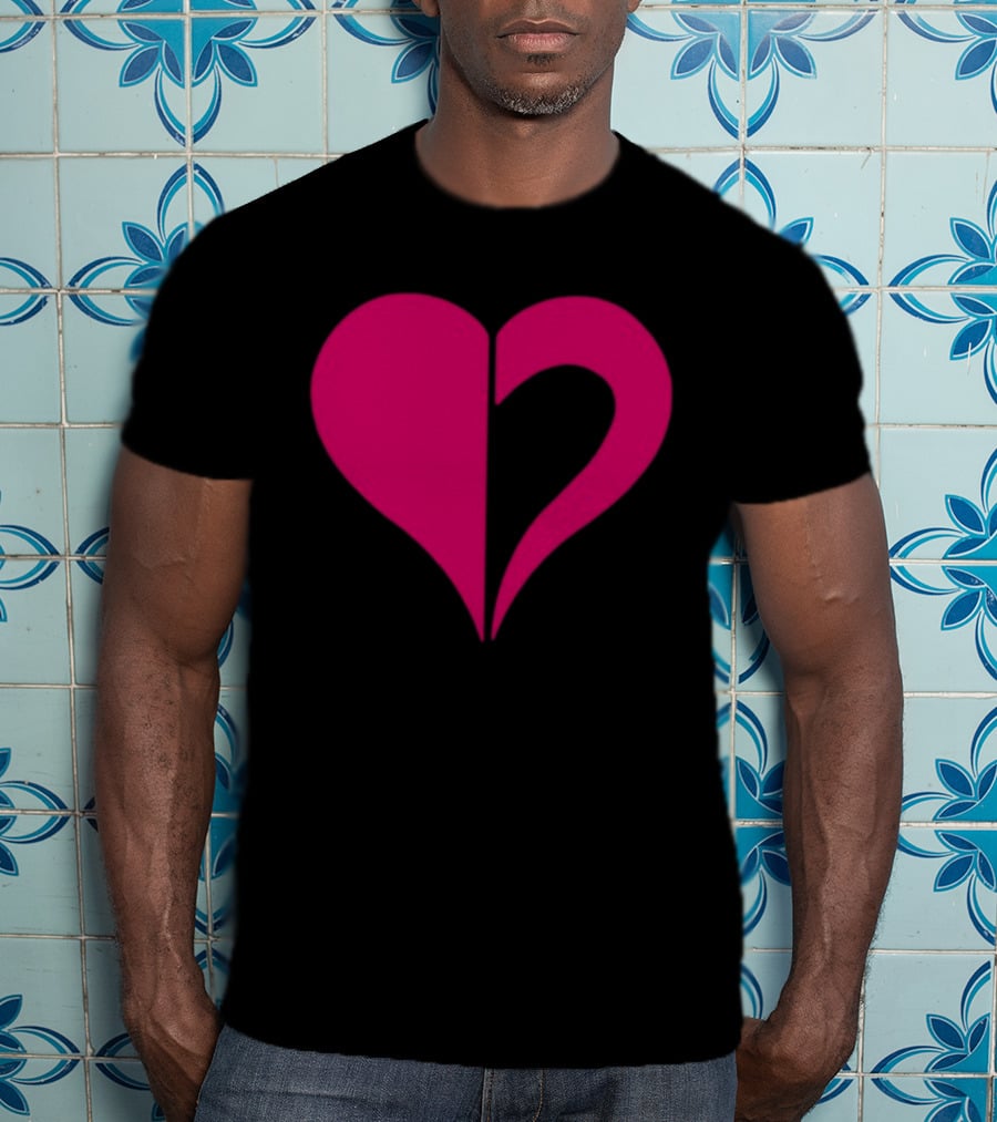 Hero Of Heart Symbol Red Half Heart Shape T-Shirt