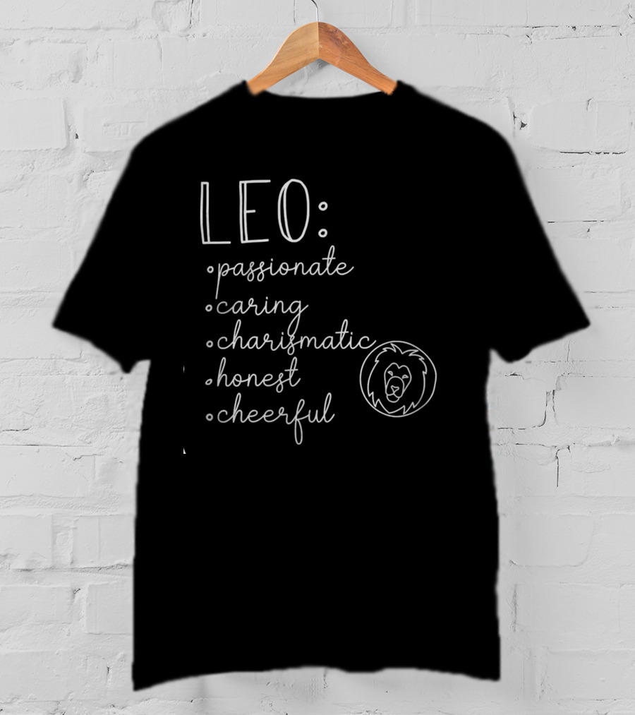 Leo Traits Passionate Caring Charismatic Honest Cheerful Zodiac Birthday V-Neck T-Shirt