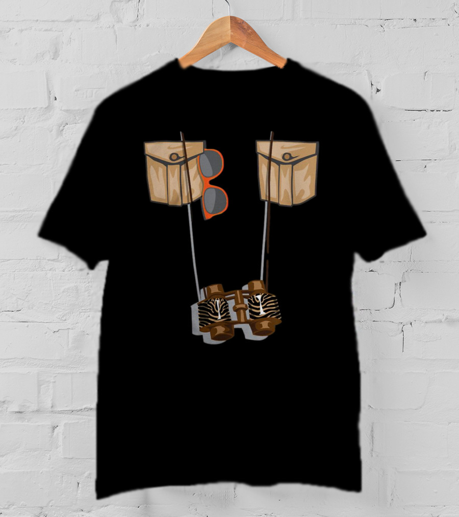 Zoo Keeper Halloween Costume DIY Jungle Safari Explorer Zebra Binoculars And Orange Sunglasses T-Shirt