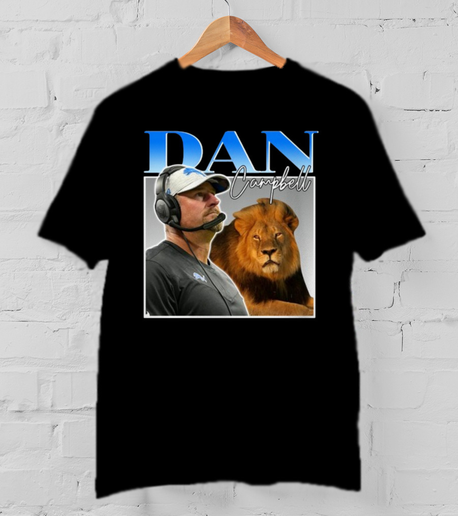 Dan Campbell Detroit Lions Coach With Lion Vintage T-Shirt