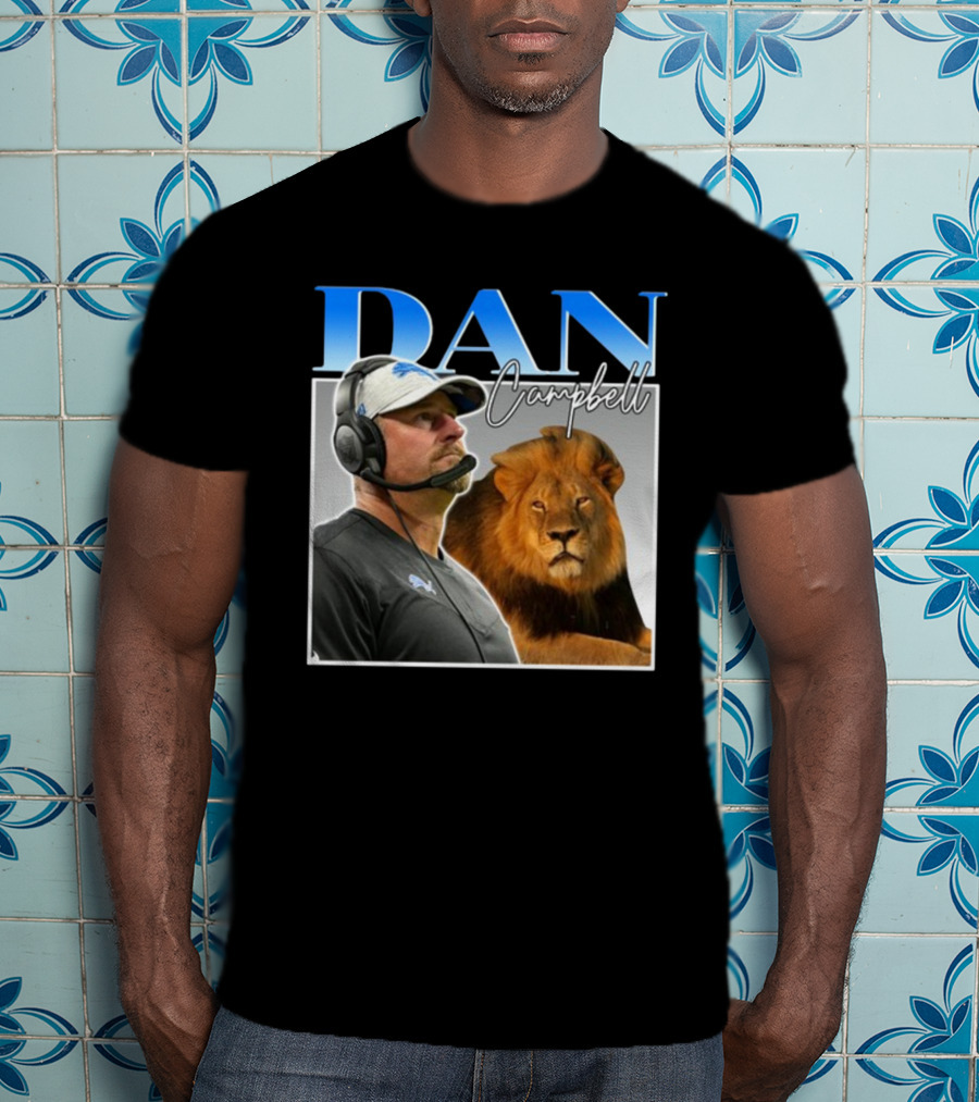 Dan Campbell Detroit Lions Coach With Lion Vintage T-Shirt