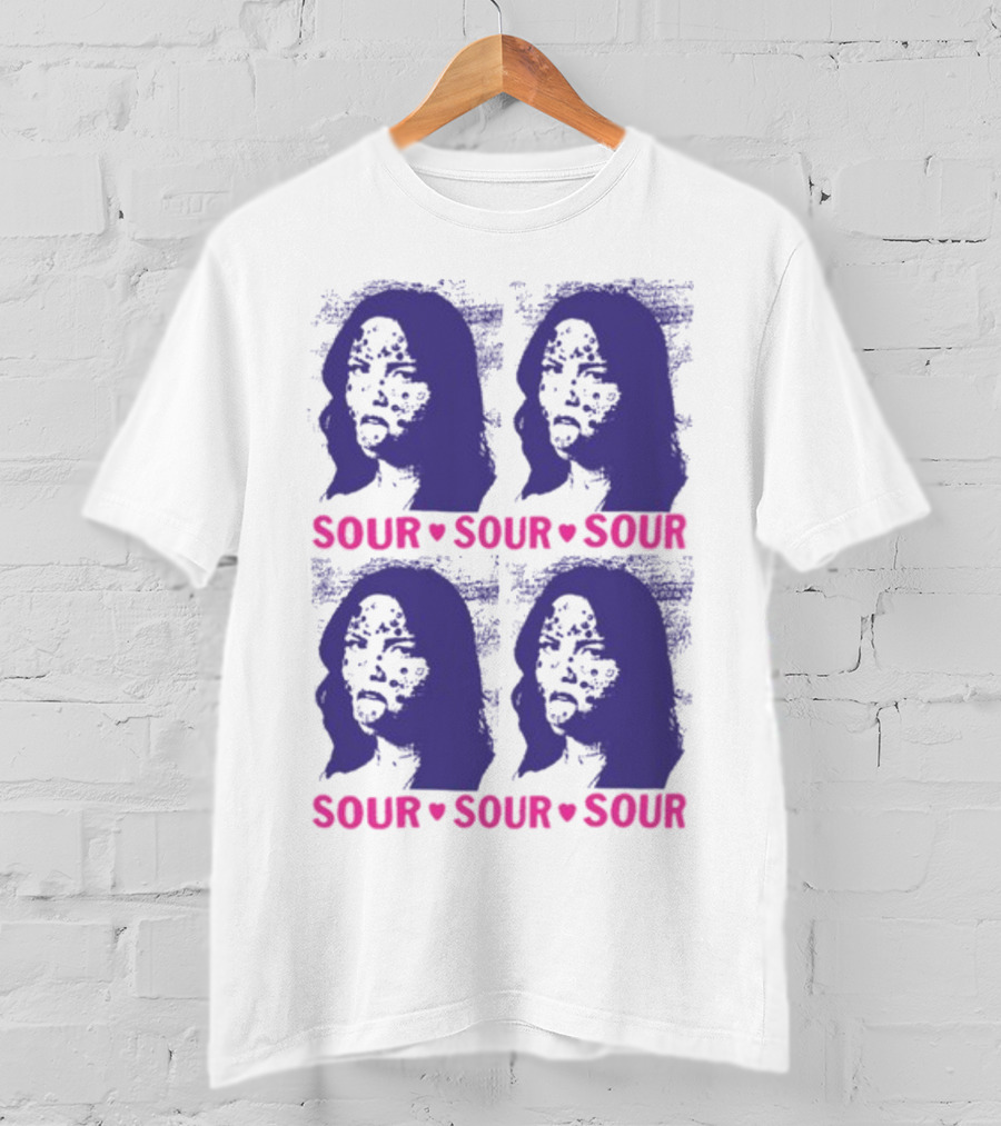 Olivia Rodrigo Sour Grid Purple Silhouette Portrait Hearts T-Shirt