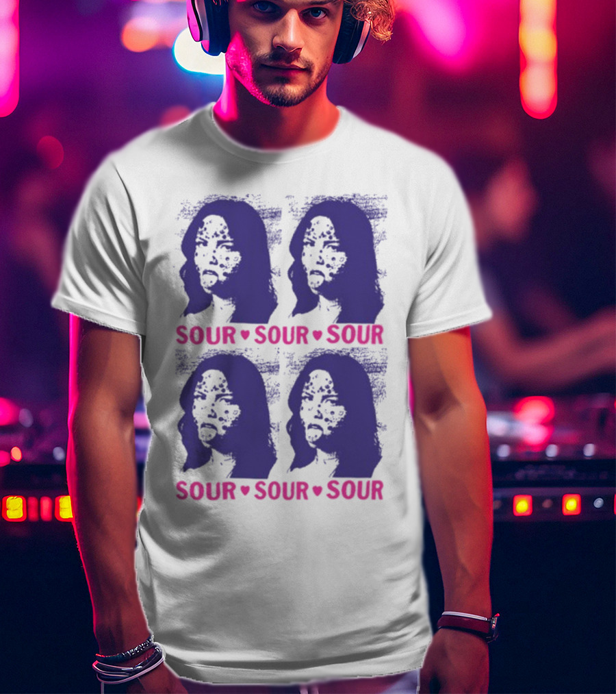 Olivia Rodrigo Sour Grid Purple Silhouette Portrait Hearts T-Shirt