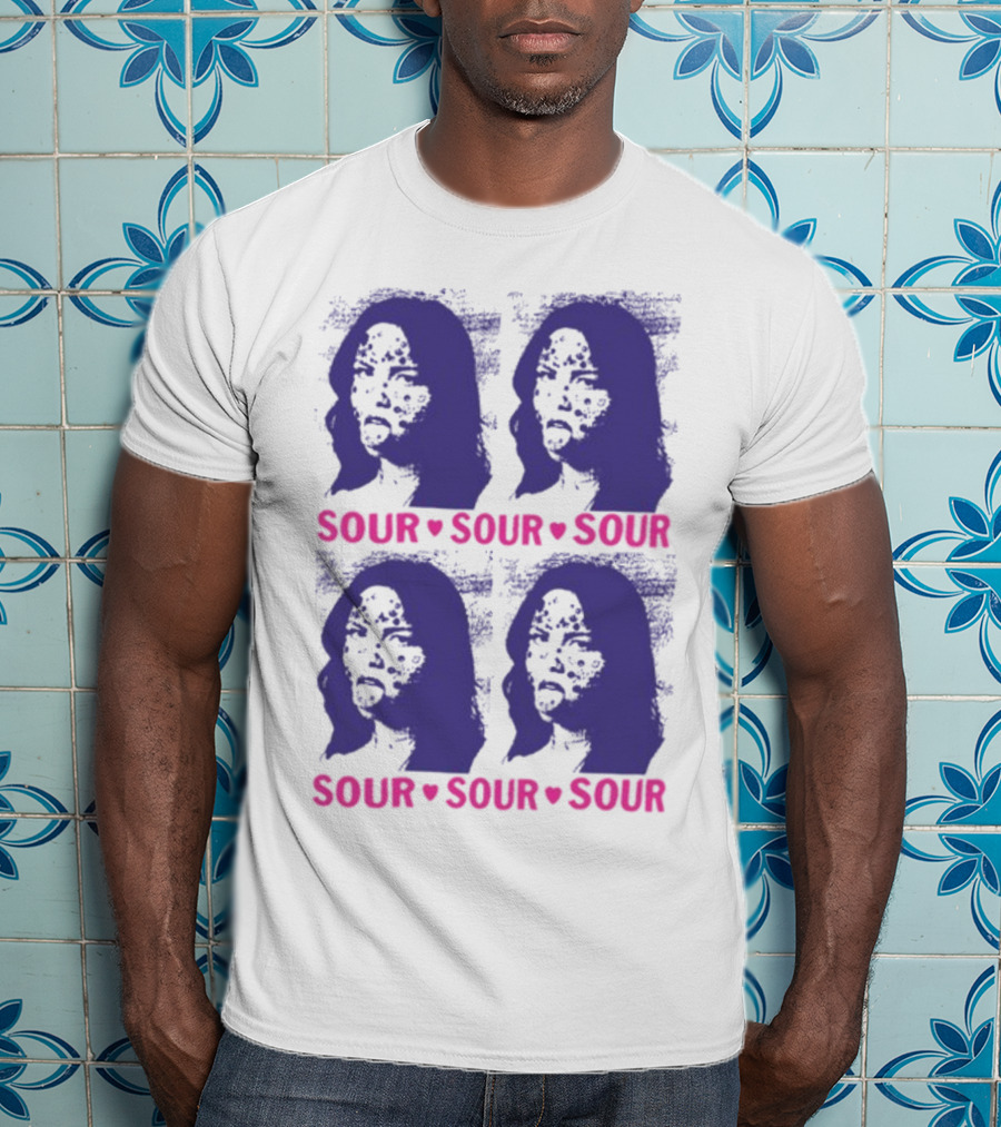 Olivia Rodrigo Sour Grid Purple Silhouette Portrait Hearts T-Shirt
