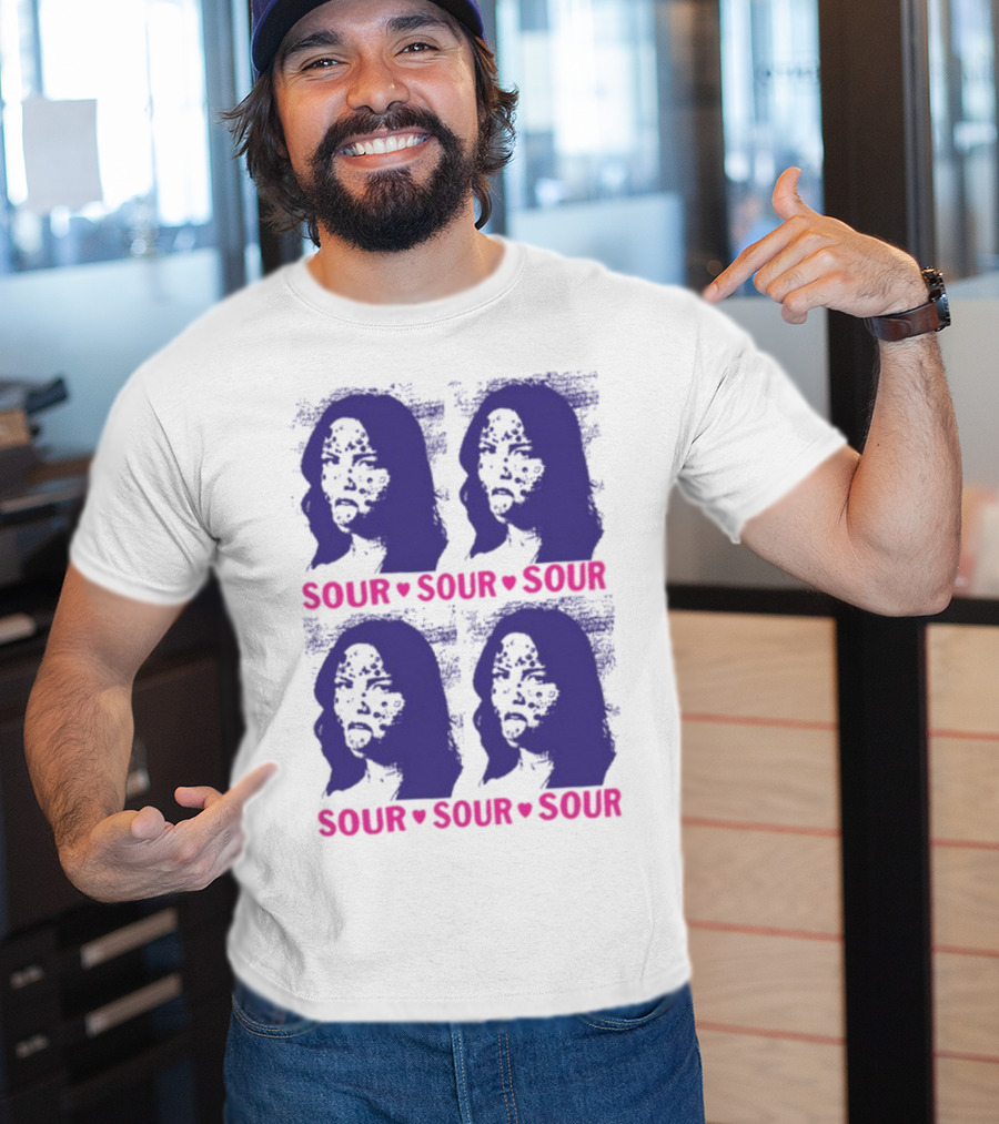 Olivia Rodrigo Sour Grid Purple Silhouette Portrait Hearts T-Shirt