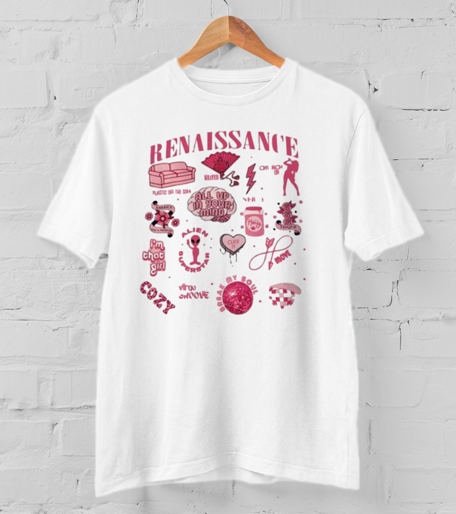 Renaissance Alien All Up In Your Mind Cozy Pink Aesthetic T-Shirt