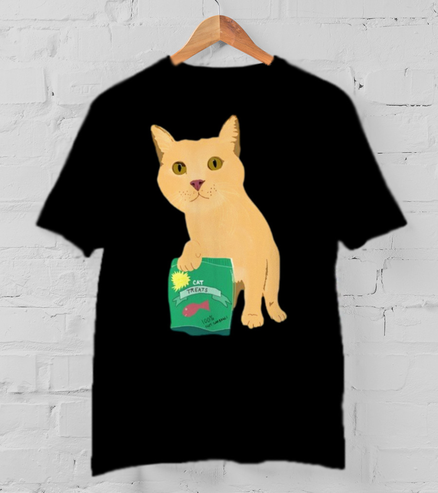 KatRose Cat Treats 100% Fish Formula Cat Holding Green Package T-Shirt