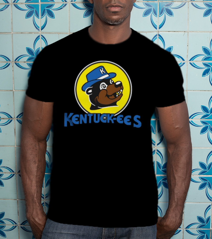 Kentuckee's Bear With Blue K Hat In Yellow Circle T-Shirt