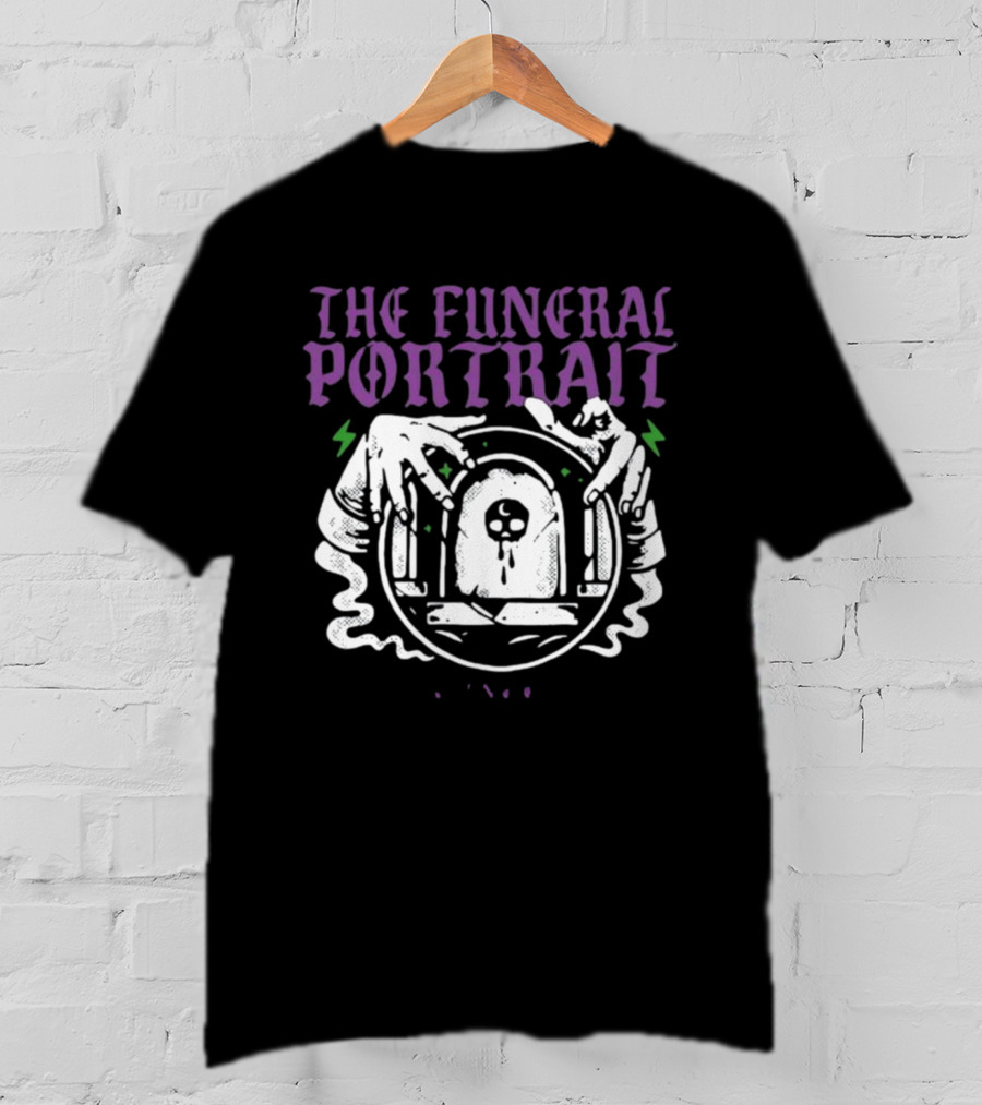 The Funeral Portrait Coffin Crew Grim Skull And Coffin Hands T-Shirt