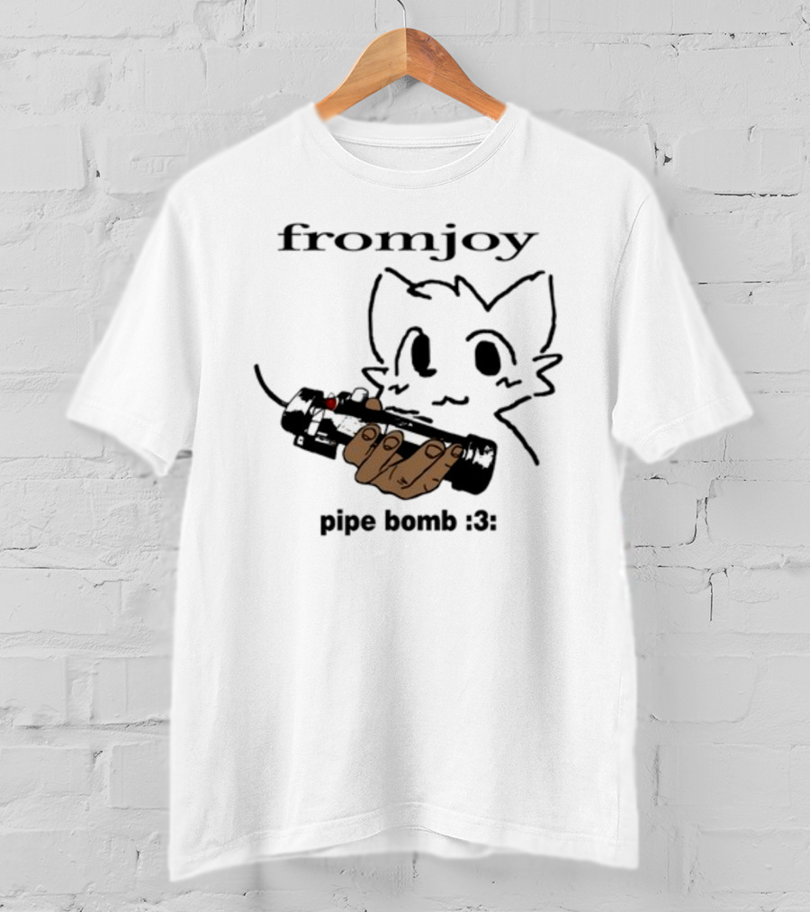 Fromjoy Pipe Bomb :3 Cat Drawing Hand Holding Bomb T-Shirt