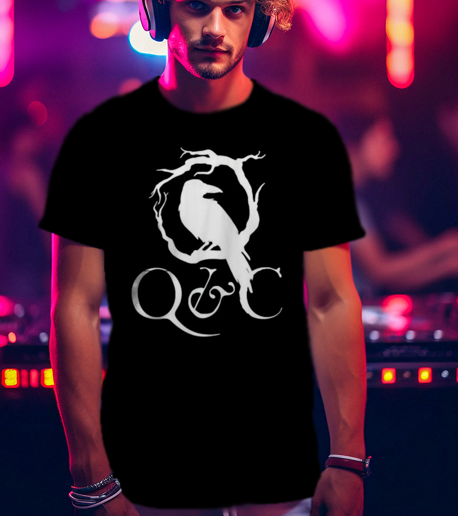 Q&C Heavyweight Bird Silhouette In Tree Branch Circle T-Shirt