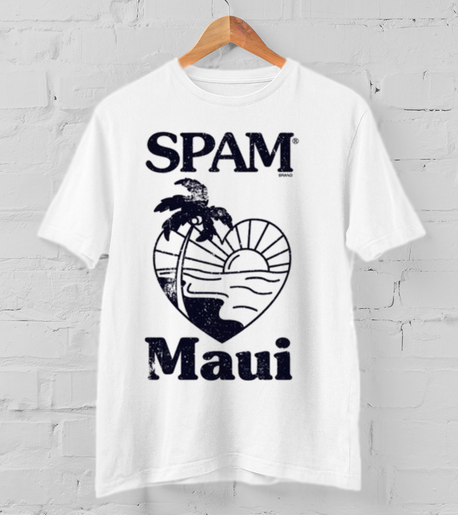SPAM Maui Sunset Heart Palm Tree T-Shirt