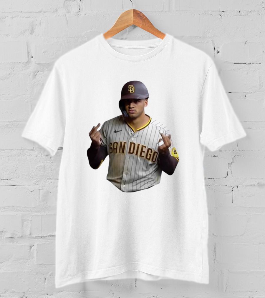 San Diego Baseball Player Gesture In Pinstripe Jersey T-Shirt