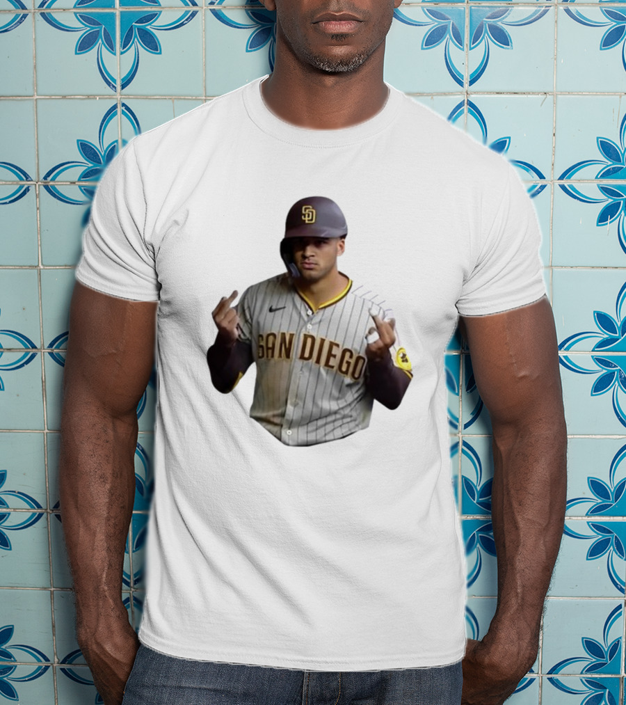 San Diego Baseball Player Gesture In Pinstripe Jersey T-Shirt