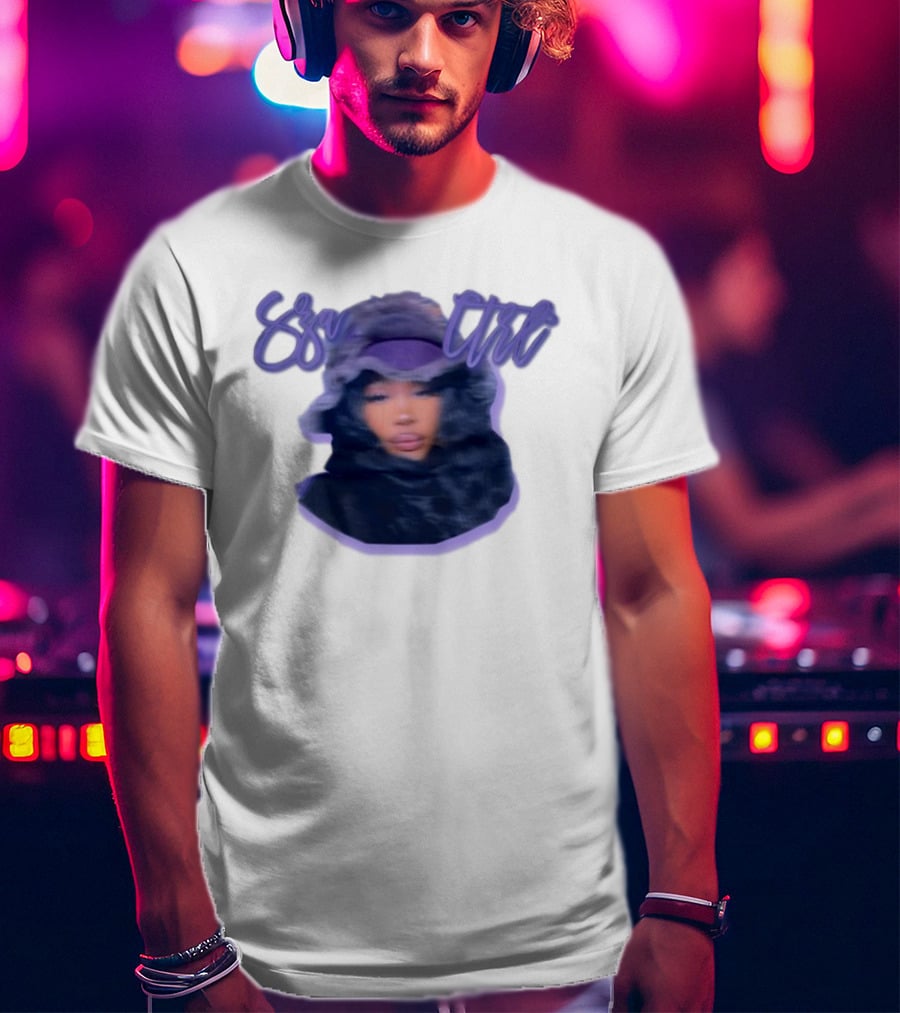 Meechy Club Sza Ctrl Portrait With Fuzzy Hood And Purple Gradient Text T-Shirt
