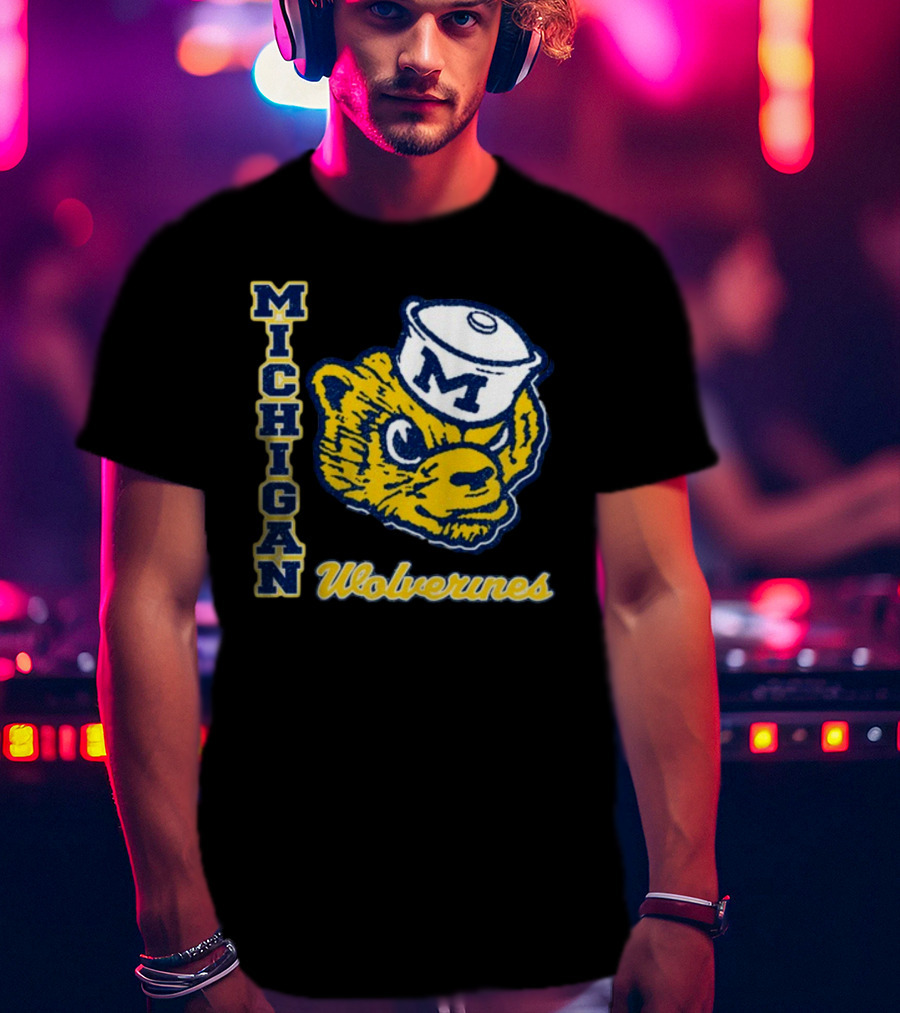 Michigan Wolverines Vintage Sailor Bear Logo '47 Phase Out Throwback Franklin T-Shirt