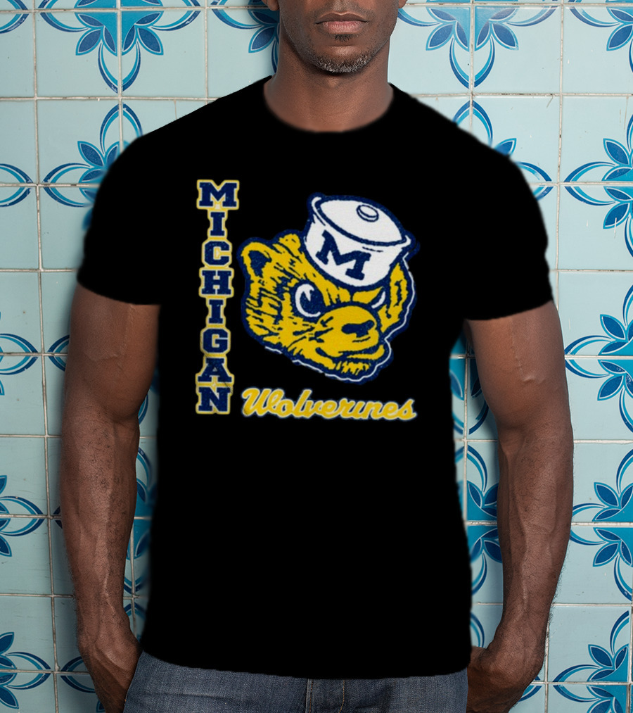 Michigan Wolverines Vintage Sailor Bear Logo '47 Phase Out Throwback Franklin T-Shirt
