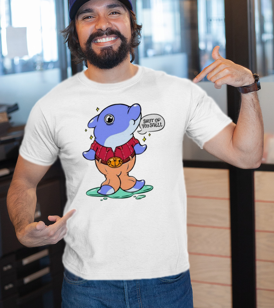 Shut Up You Smell Anchor Belt Dolphin Character T-Shirt