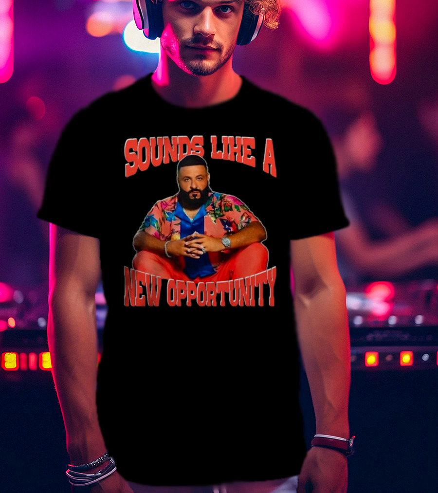 Sounds Like A New Opportunity Dj Khaled Seated IN Vibrant Floral T-Shirt