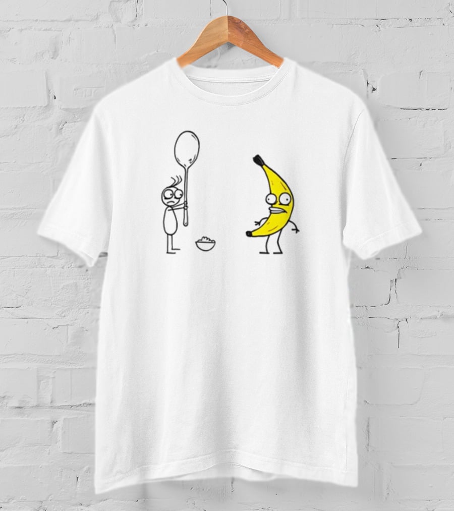 Rejected Spoon Sad Faced Banana Confrontation In Darkness T-Shirt