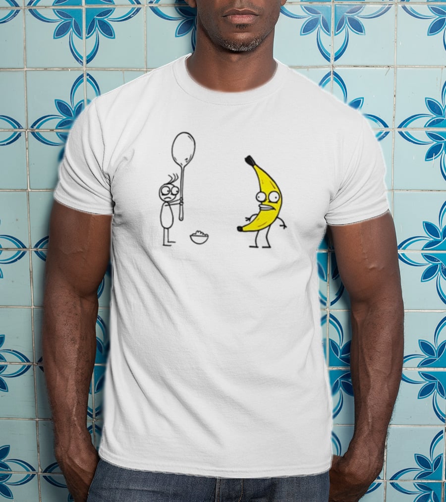 Rejected Spoon Sad Faced Banana Confrontation In Darkness T-Shirt