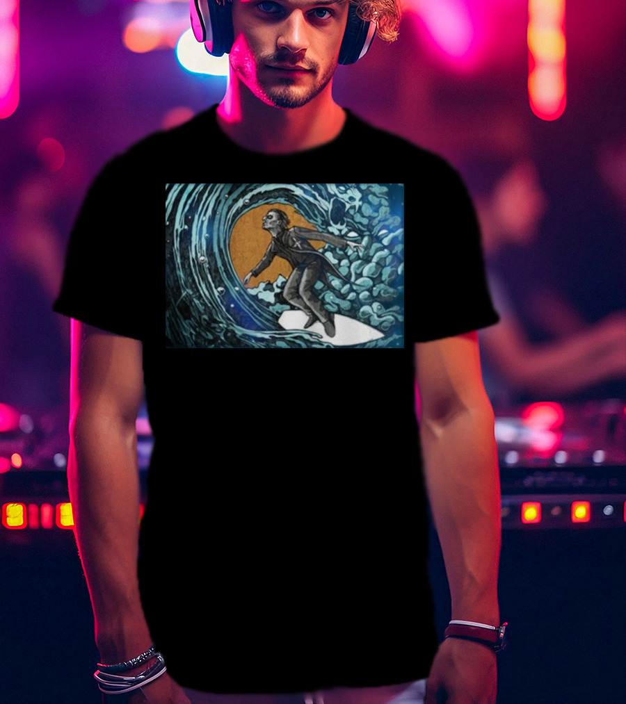 Michael Myers Surfing Massive Wave Halloween T-Shirt