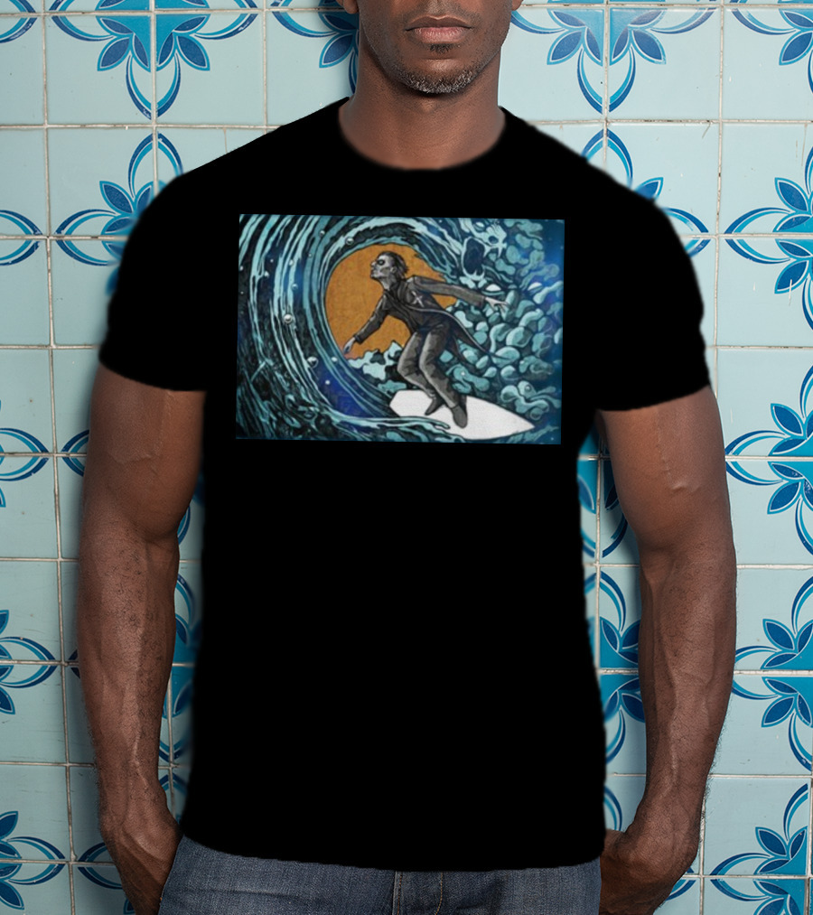 Michael Myers Surfing Massive Wave Halloween T-Shirt