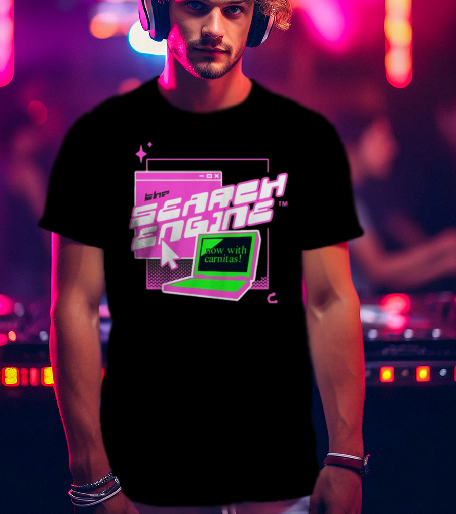 The Search Engine Now With Carnitas Neon Retro Computer Graphics T-Shirt