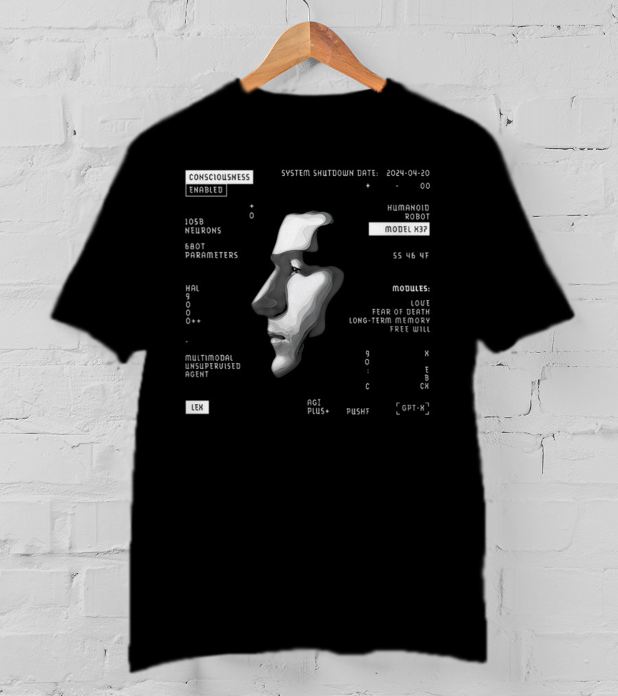 Consciousness Enabled Lex Humanoid Robot Model X37 With Multimodal Unsupervised Agent And AGI Modules T-Shirt