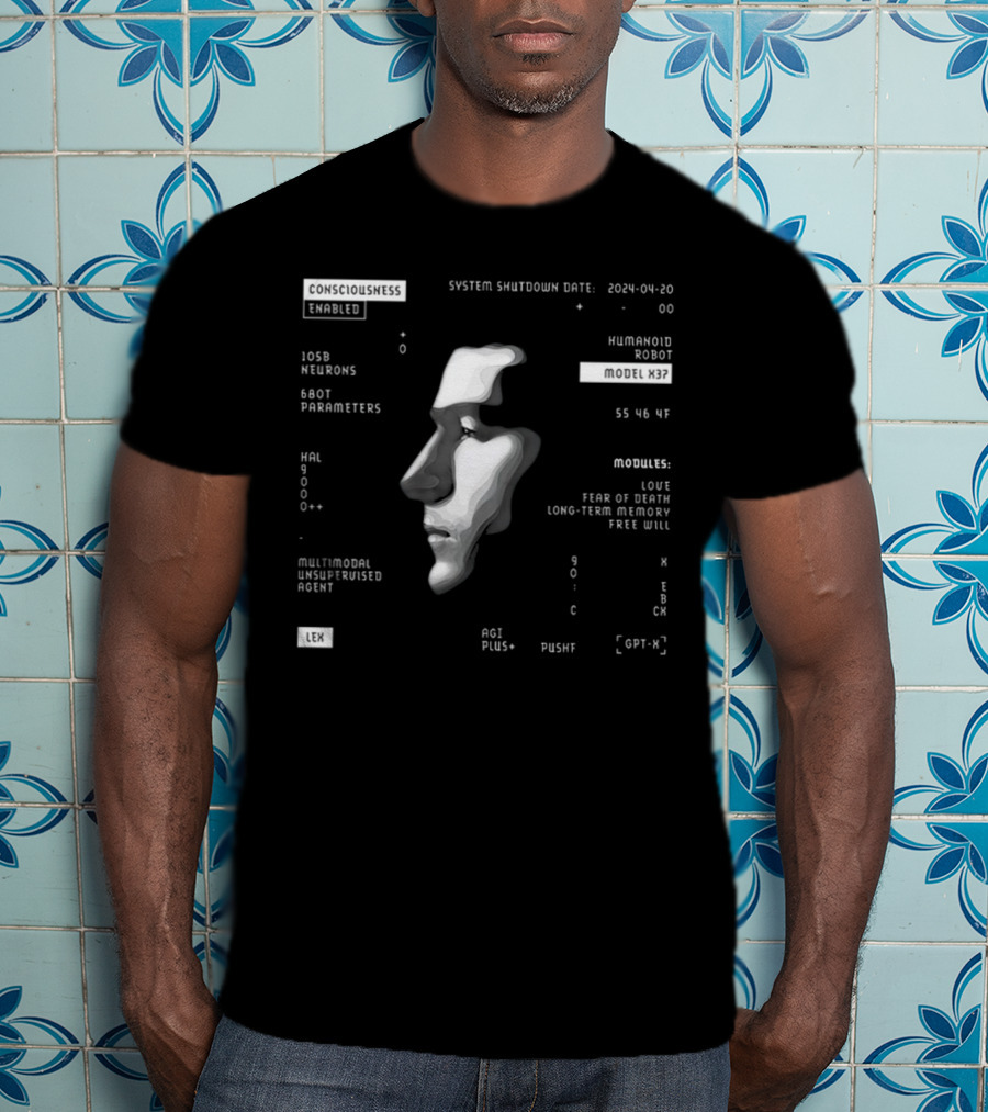 Consciousness Enabled Lex Humanoid Robot Model X37 With Multimodal Unsupervised Agent And AGI Modules T-Shirt